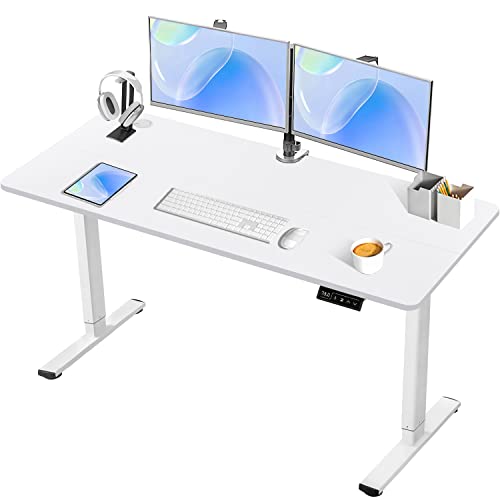 Devoko Electric Standing Desk Height Adjustable Standing Desk Stand Up Desk for Home Office, Sit Stand Desk Adjustable Desk (120 x 60 cm, White)