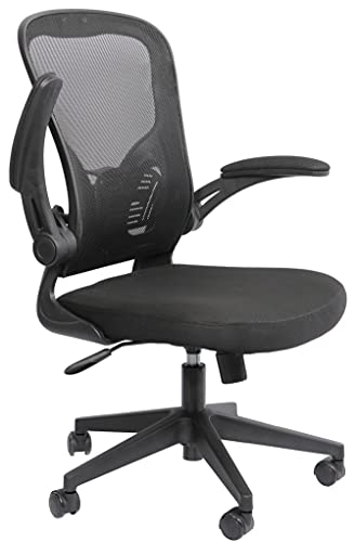 Requena Ergonomic Desk Chair, Mesh Chair with Flip-up Armrest & Lumbar Support, Computer Office Chair, Adjustable Height BOC116 (Black-1)