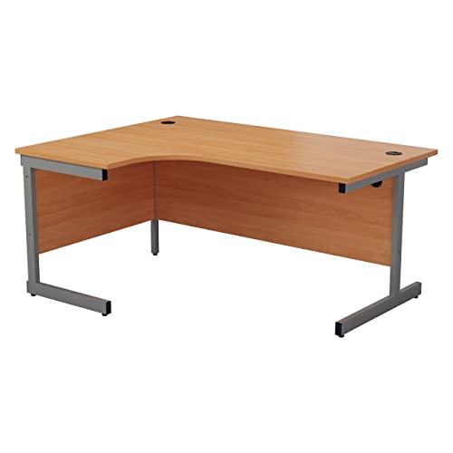 Office Hippo Ideal Left Corner Desk, Beech, Silver Frame, 160 cm